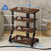 Support Audio HiFi sur Roulettes, Meuble Multimédia AV 4 Niveaux en MDF et Métal, pour Amplificateur, Enceinte, Platine Vinyle, Capacité Maximale 54KG, Noir+Marron