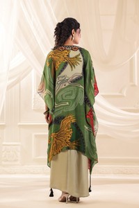 Compre un Kaftán Estampado de Diseñador con Vestido Interior para Mujer, Ropa Bohemia Étnica para Vacaciones, Fiesta o Resort, Atuendo Elegante - Product Image 2