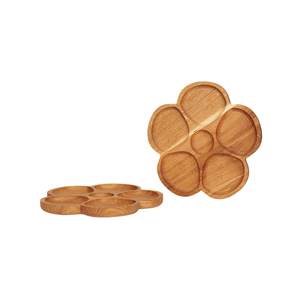 Planche en bois massif de chêne de qualité supérieure, panneau à 5 compartiments, écologique, passe au lave-vaisselle, durable, épaisseur de 2,2 cm, pour servir des collations, des plats, des sauces - Product Image 5