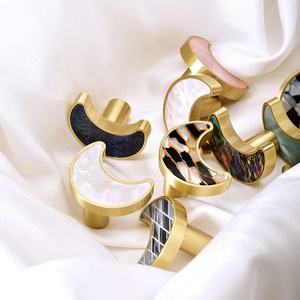 Moon Shape Brass Furniture Handles Kitchen <strong>Cabinet</strong> Dresser Pull <strong>Knobs</strong> Bathroom Living Room Hardware Handle - Product Image 4