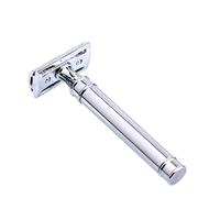 Rasoir de sécurité à double tranchant ZY pour homme, logo personnalisé, rasoir humide en aluminium, alliage métallique, lame unique, manche long, emballage métallique