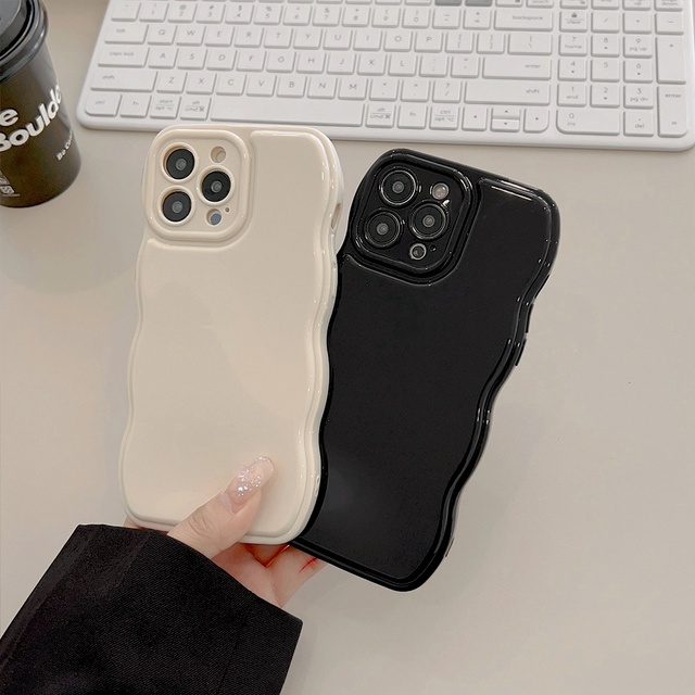 Simple Wavy Edge 12 13 15 16 for iPhone Cases Solid Color Air Cushion 14promax Retail TPU Soft Silicon for  Apple Mobile Phone