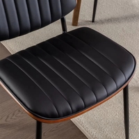 Ensemble de 6 chaises de salle à manger modernes du milieu du siècle, style rétro, en cuir, avec dossier en bois courbé et pieds en métal, meubles de maison, siège rembourré