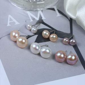 925 semplice in argento sterling <span class=keywords><strong>vera</strong></span> naturale <span class=keywords><strong>vera</strong></span> <span class=keywords><strong>perla</strong></span> d'acqua dolce <span class=keywords><strong>orecchini</strong></span> a bottone - Product Image 1