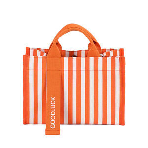 Fashion Eco-friendly Lightweight Color Gift Shopping with Firm Handle Outdoor Beach Custom Women's Canvas Stripe <b>Tote</b> Bag - Product Image 2