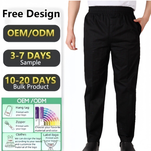 Calças de Chef Unissex em Algodão Twill com Cintura Alta Elástica, Confortáveis para Funcionários de Hotel, Bar e Restaurante, Serviço OEM - Product Image 4