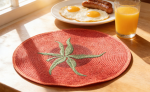 Manteles Individuales Redondos de PP Tejidos a Mano, Estilo Zen Asiático, Diseño de Tomate Rojo, Lujosos, 38 cm, Aptos para Alimentos, Reutilizables, Accesorios para Mesa de Comedor EM9 Reus - Product Image 2