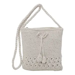 Bolso de paja ecológico popular al por mayor bolso cruzado con borlas tejido bohemio bolsos de hombro para vacaciones en la playa bolso para teléfono móvil