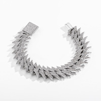 Bracelet de mariage tendance pour homme en or véritable, chaîne cubaine à fermoir ardillon 20 mm, entièrement sertie de zircons, style hip-hop