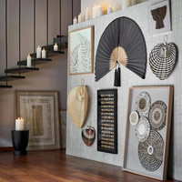 Ventilateur mural géant en bambou naturel fait main, grande éventail en bambou, éventail mural en bambou tissé à la main, décoration intérieure pour salon