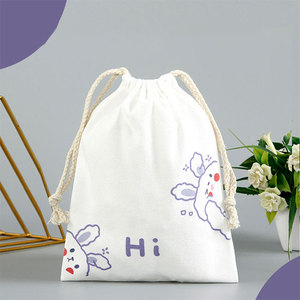 Bolsa de Lino Reciclado con Logotipo Personalizado, Bolsa de Almacenamiento de Joyas Reutilizable y Portátil con Cordón de Algodón, Asa de Cuerda, Diseño de Dibujos Animados, Plegable - Product Image 6