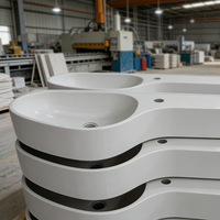 Meuble-lavabo compact en promotion, panneau de lavabo monobloc moulé, unité de salle de bain facile à nettoyer avec comptoir
