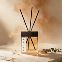 Flacon diffuseur de parfum de luxe carré/cylindrique 120 ml en verre transparent avec couvercle noir et impression sérigraphiée