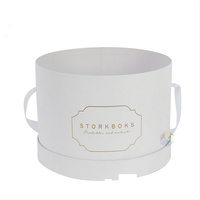 Boîte cadeau ronde de luxe personnalisée avec couvercle et poignées en ruban, logo en feuille d'or, emballage en carton rigide pour roses
