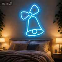 Enseigne néon LED en forme de cloche, nœud rouge, décor lumineux en acrylique jaune, alimentation USB 5V, boîtier à piles inclus, prête à être expédiée, directement de l'usine pour magasins et maisons