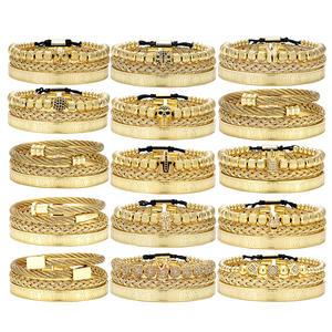 Pulsera <span class=keywords><strong>de</strong></span> Lujo con Cuentas <span class=keywords><strong>de</strong></span> Cabeza <span class=keywords><strong>de</strong></span> Lobo y Corona <span class=keywords><strong>de</strong></span> Rey, Chapada en <span class=keywords><strong>Oro</strong></span> <span class=keywords><strong>de</strong></span> 18K, Acero Inoxidable, Micro Pavé <span class=keywords><strong>de</strong></span> Circonitas Cúbicas, Estilo Macramé, Unisex, Moderna - Product Image 6