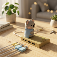 Station d'accueil Type-C Anime Hub, Koala créatif, Hub USB 2.0, Article décoratif de bureau, Station d'accueil mignonne à quatre ports pour ordinateur portable