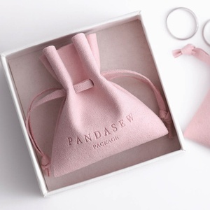 ถุงใส่เครื่องประดับสั่งทำพิเศษ PandaSew พร้อมโลโก้ ถุงผ้าไมโครไฟเบอร์สีชมพูขนาดเล็กแบบมีเชือกผูก - Product Image 3