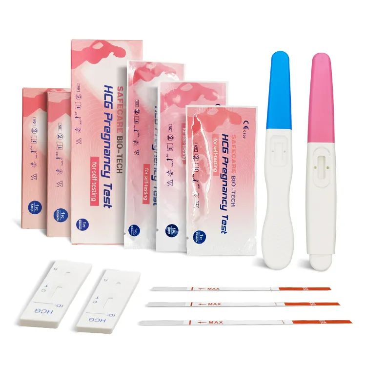 Kit de teste rápido de urina para gravidez Hcg, tira de teste de gravidez de urina, dispositivo de teste de gravidez Vitro
