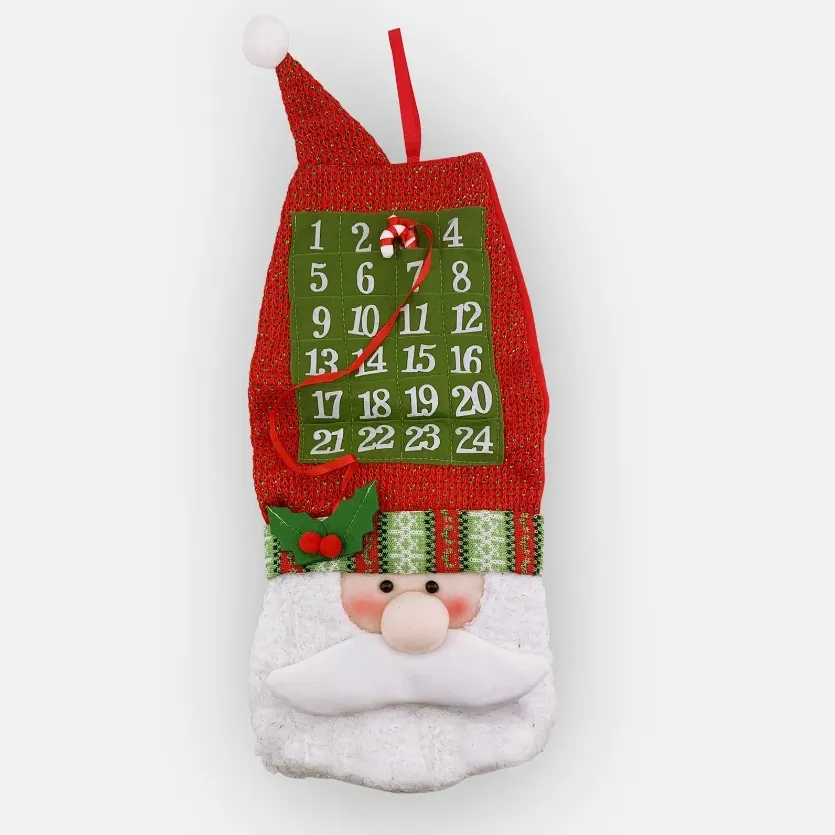 Alta calidad personalizado Santa Claus 24 días hasta Navidad Calendario de Adviento Feliz Navidad Feliz vacaciones calcetín de Navidad