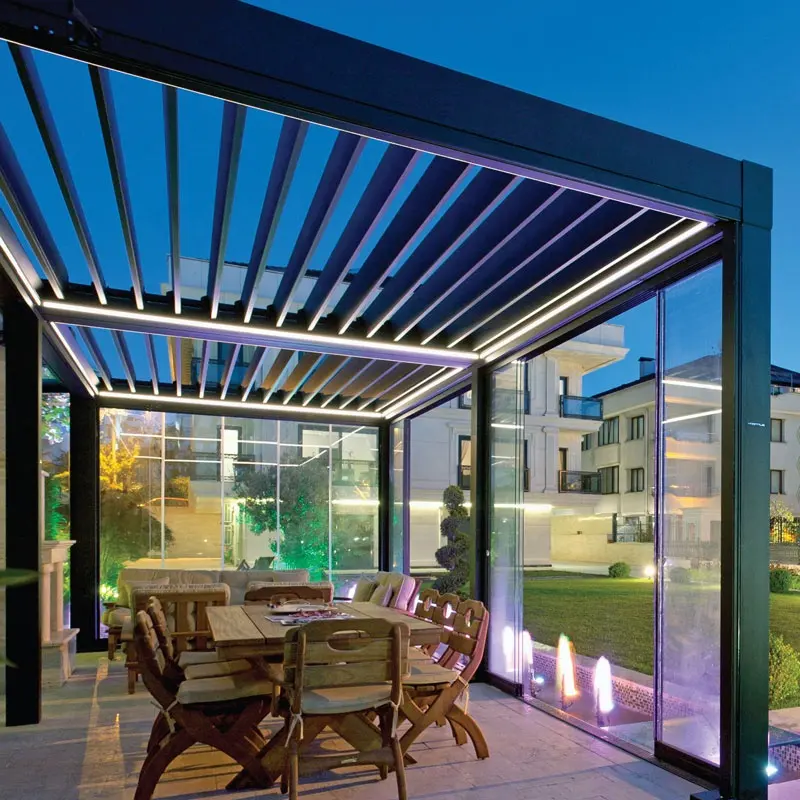 Veranda estiva giardino terrazza piscina gazebo in alluminio vetro pergolati per esterni