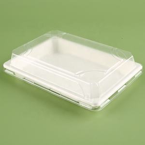 Plateau à sushi avec couvercle, boîte alimentaire végétarienne, plateau à fruits en bagasse écologique, emballage en canne à sucre, boîte en pulpe à succès - Product Image 2