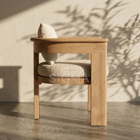 Nouvel ensemble de mobilier de jardin haut de gamme 2026 pour balcon, patio et villa : table et chaises de salle à manger modernes en bois massif