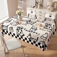 Nappe de banquet en coton et lin épais, imperméable, anti-éclaboussures, lavable, motif dessin animé minimaliste uni, style thé frais et léger