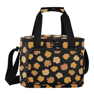 Sac isotherme de pique-nique portable personnalisé avec bretelles, motif fleur de Puakenikeni jaune Hawaïenne, idéal pour la plage et le camping - Product Image 1
