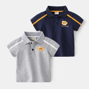 Polo à manches courtes boutonné en pur coton pour garçons, été, fabriqué en Chine - Product Image 1