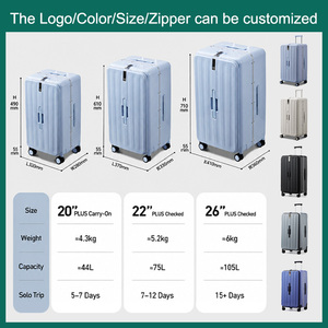 <span class=keywords><strong>Valise</strong></span> de voyage rigide en polycarbonate PC avec cadre en aluminium à ouverture latérale 1:9, compartiments profonds et sacs de rangement étanches détachables - Product Image 6