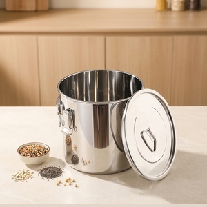Contenitore <span class=keywords><strong>per</strong></span> Alimenti con Coperchio Ermetico <span class=keywords><strong>per</strong></span> Conservazione di Cereali, Farina e Riso, Grande Capacità, Robusto Barile in Metallo <span class=keywords><strong>per</strong></span> <span class=keywords><strong>Olio</strong></span> - Product Image 3