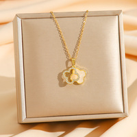 Collier en acier inoxydable de luxe à double couche noir et blanc avec zircon et trèfle à quatre feuilles pour femmes et filles, élégant et haut de gamme