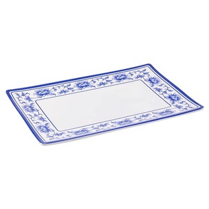Blue and white <b>melamine</b> plastic <b>plate</b>, rectangular <b>plate</b>, hot pot imitation porcelain tableware, dish <b>plate</b>, cold dish, snack - Product Image 5