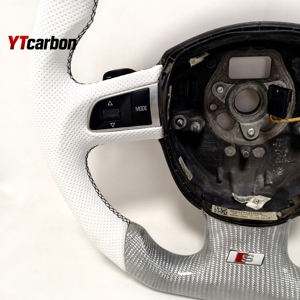 YTcarbon para <span class=keywords><strong>S3</strong></span> <span class=keywords><strong>8P</strong></span> S4 S5 B8 S6 C6 S8 SQ5 SQ7 accesorios de <span class=keywords><strong>Interior</strong></span> de coche estilo de carreras volante de fibra de carbono Real personalizado - Product Image 4
