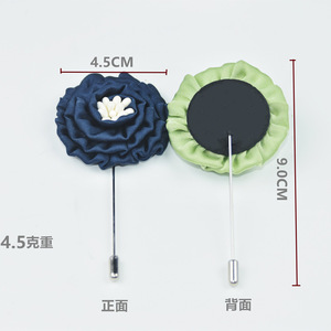 Broche de solapa de satén de moda con flor de volantes multicapa y <span class=keywords><strong>estambre</strong></span> blanco, estilo romántico y fresco, para traje de caballero, para boda - Product Image 2