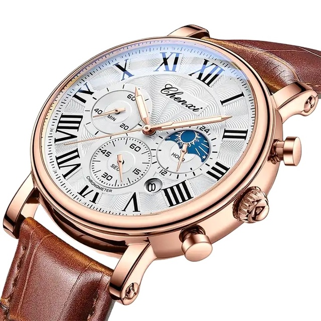 CHENXI 973 New Men Watch Sport Chronograph Top Reloj Luxury Waterproof Quartz Watches Classic Business Mens Leather Wristwatch