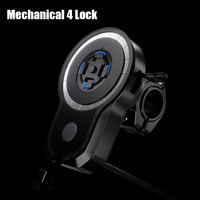 Support de téléphone pour moto Kewig magnétique à 4 verrous sans fil + Type C 45W avec chargeur, support de téléphone anti-vibration pour iPhone/Android