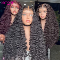 Perruques en cheveux humains birmans bruts non traités, perruque frontale HD sans colle, cuticules alignées, 100 % cheveux humains, perruques Deep Wave pour femmes