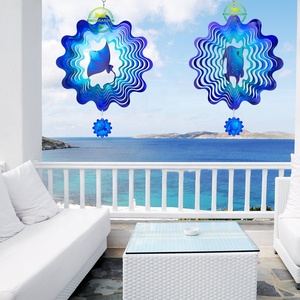 Molinillos de Viento Metálicos OEM y ODM, Molinillos de Viento de Acero Inoxidable, Adorno de Jardín, Molinillo de Viento 3D Mandala, Pez de Aguas Profundas - Product Image 5