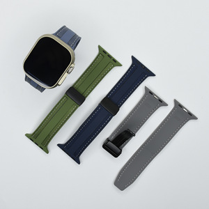 Compatible avec Apple Watch Ultra 9876543210 séries SE, bracelet de montre hybride pliable magnétique en silicone - Product Image 2