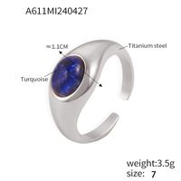 Bague Lapis Lazuli Chic Minimaliste En Acier Inoxydable Plaqué Or pour Index Doigt Déclaration De Mode Bijoux Sous-titre