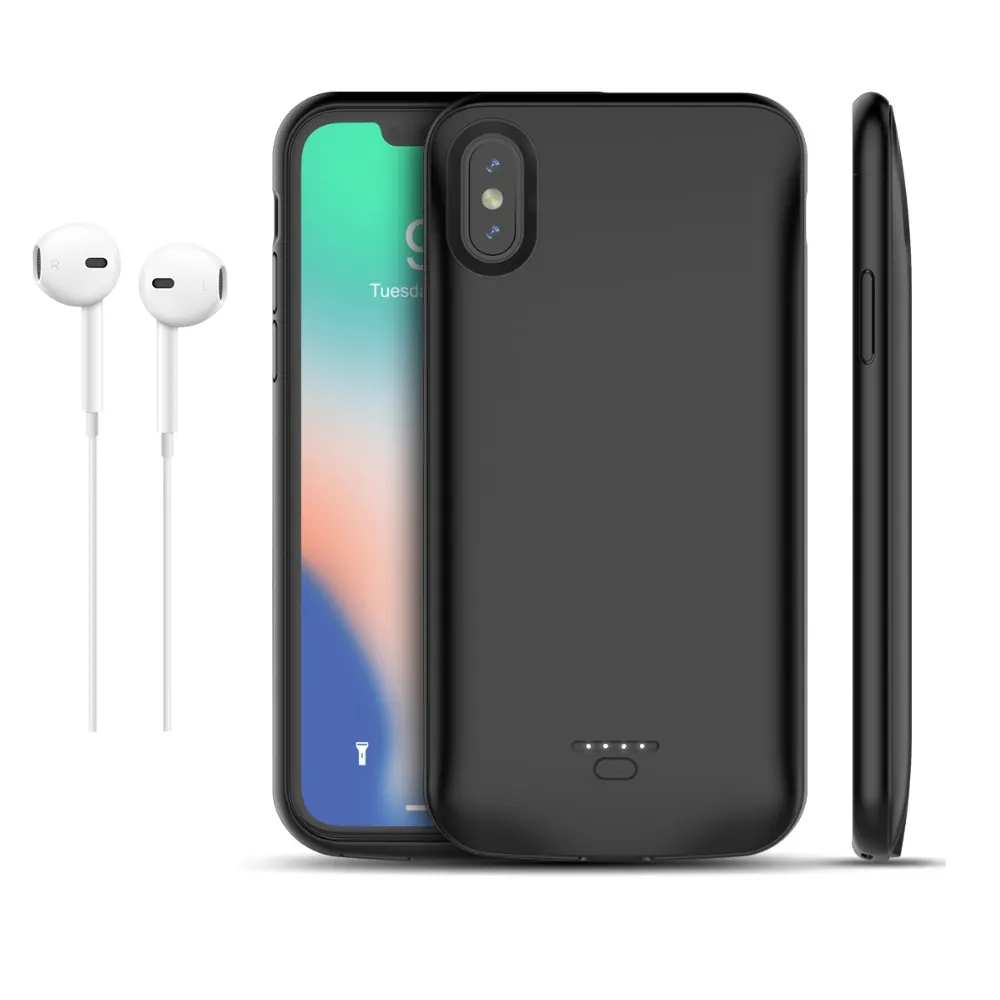 For iPhone X XR XS max Battery Backup Case Rechargeable Extended Battery Charging Case for iPhone 5000mAh Pack Case
