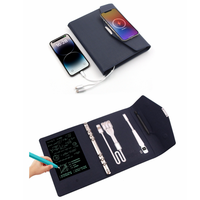 Bloc-notes rechargeable A5 avec charge sans fil, lampe de bureau, tableau d'écriture et porte-stylo, batterie externe 10000 mAh, carnet avec aimant