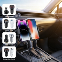 Chargeur de voiture USB à double câble rétractable intégré pour une charge rapide, chargeur de téléphone de voiture intégré, chargeur de voiture automatique