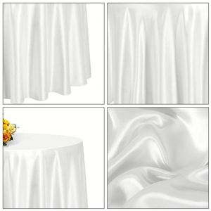 Mantel Redondo Negro Grande de 120 Pulgadas, Mantel Redondo de Satén de Poliéster de Lujo para Eventos y Bodas - Product Image 4