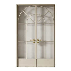 Portes battantes résistantes à l'eau en verre trempé et alliage d'aluminium, style français vintage, pour salle de bain intérieure - Product Image 1