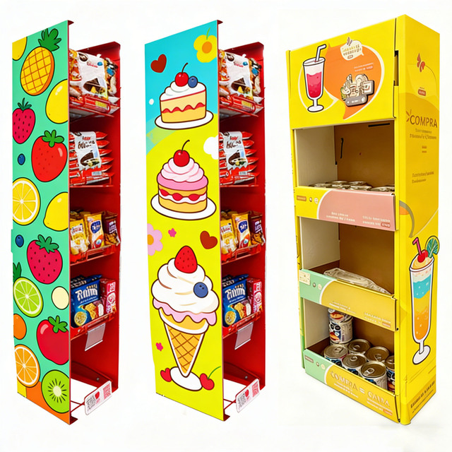 Custom Foldable Supermarket Corrugated Power Wing Paper Hook Display Stand Cardboard Sidekick Display