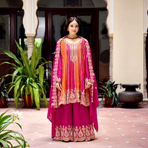Dhwaja Export Cream Georgette Taille Unique Ensemble Cousu avec Broderie et Travail de Perles - Product Image 1