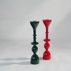Artisan Glossy Lacquer Candlestick, Modern Elegant Taper Candle Holder Stand for Living Room Shelf Mantel Decor - Product Image 1